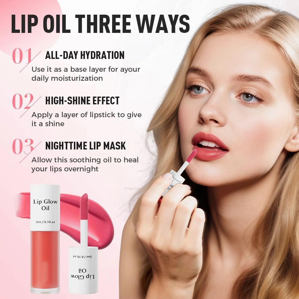 Tinted Lip Glow Oil - For Lush, Hydrated Lips with a Natural Glow,Sticky Long-Lasting Shiny Fruit Flavor Lip Stain,Moisturizing Plumping Revitalizing for Dry Lips (07#Coconut, 2 PCS)