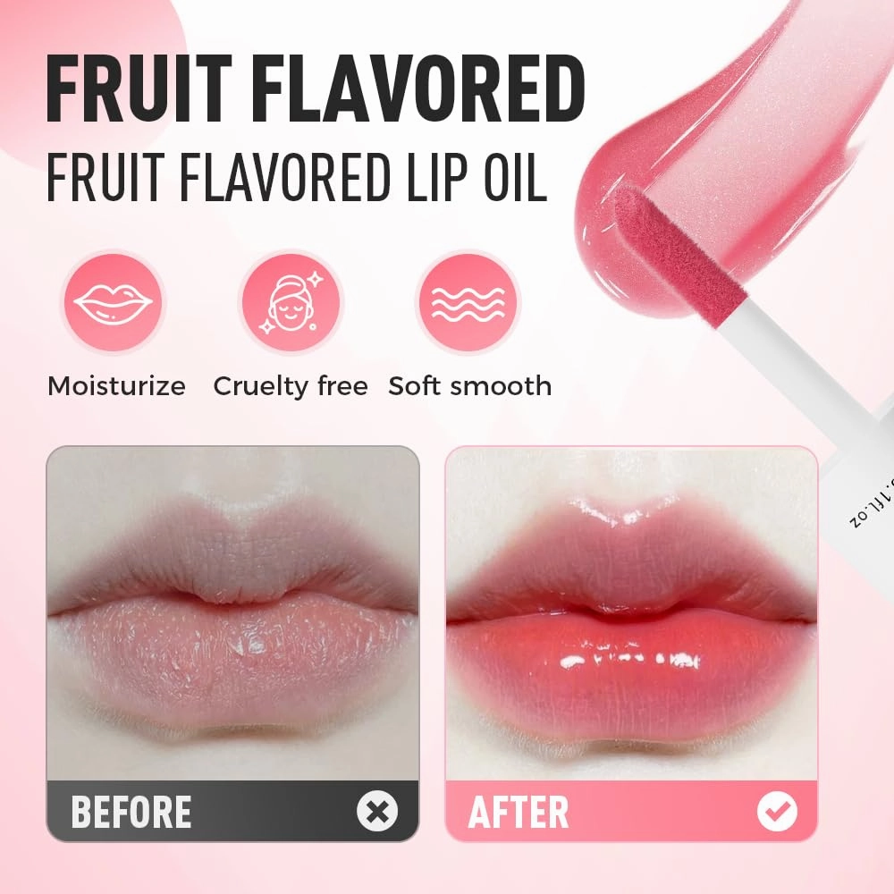 Tinted Lip Glow Oil - For Lush, Hydrated Lips with a Natural Glow,Sticky Long-Lasting Shiny Fruit Flavor Lip Stain,Moisturizing Plumping Revitalizing for Dry Lips (07#Coconut, 2 PCS)