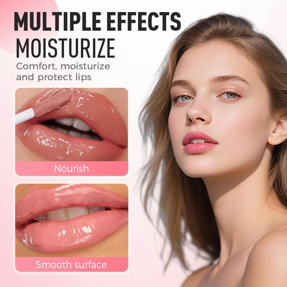 Tinted Lip Glow Oil - For Lush, Hydrated Lips with a Natural Glow,Sticky Long-Lasting Shiny Fruit Flavor Lip Stain,Moisturizing Plumping Revitalizing for Dry Lips (07#Coconut, 2 PCS)