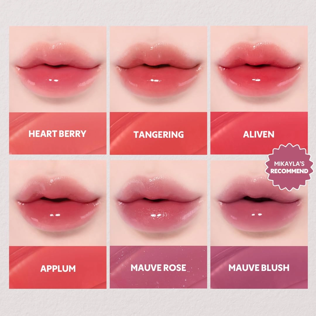 TIRTIR [*Mini Size Waterism Tinted Lip Gloss #17 Aliven, 0.06 Fl Oz – Kiss Ready Lipgloss, 12H Long Lasting Non Sticky Natural Tinted Glow Korean Multiuse Cheek and Lip Tint for Women gift