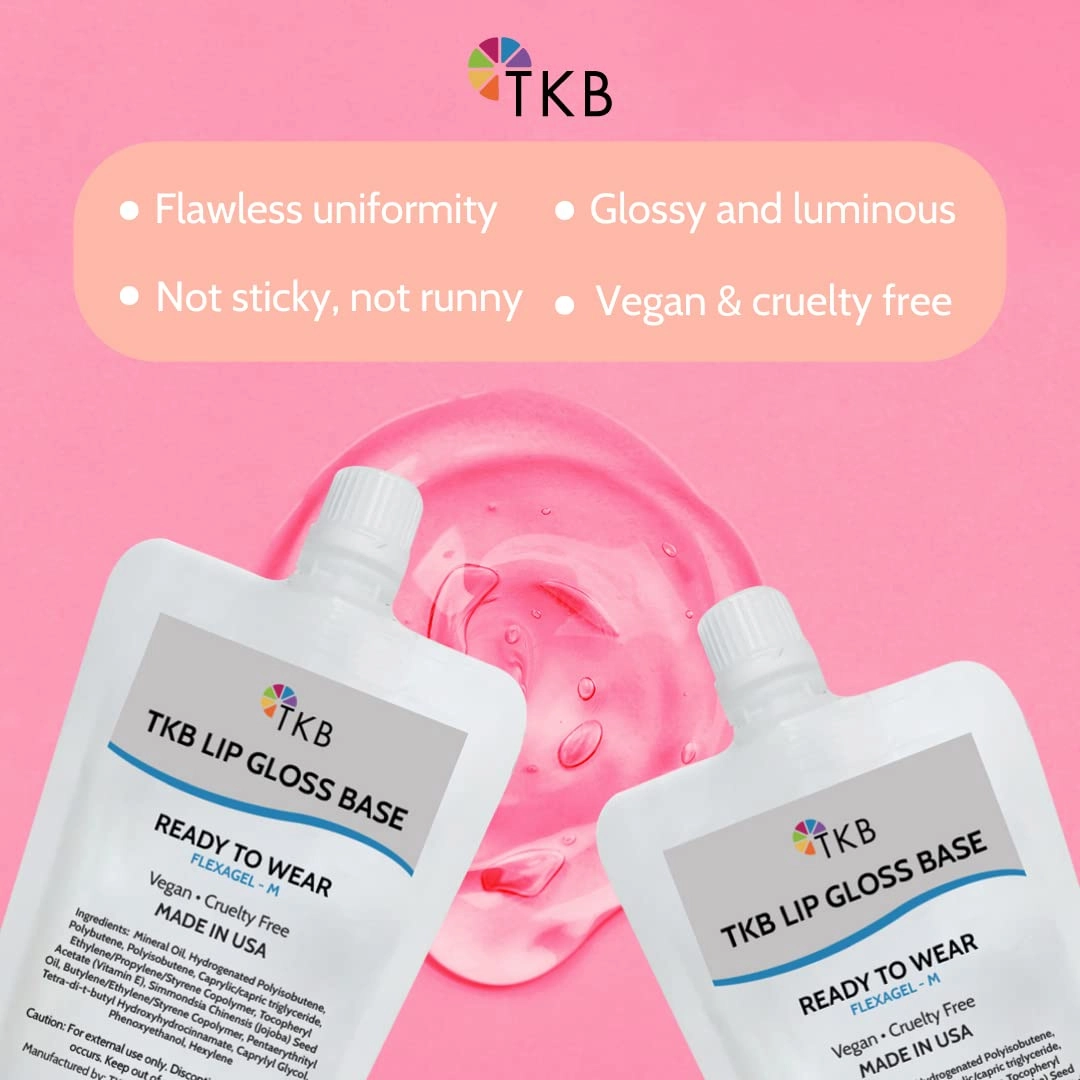 TKB Lip Gloss Base (Flexagel M)| Moisturizing, High Shine, Crystal Clear, Vegan and Cruelty free| Made in USA. (15 Ounce (Pack of 1))