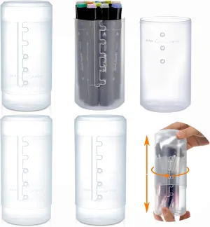 TOPZEA 4 Pack Retractable Makeup Brush Holders, Plastic Portable Cosmetic Organizer Travel Makeup Accessories Cups with Lid, Dust-proof Brushes Storage Case for Women, Make-up Artist