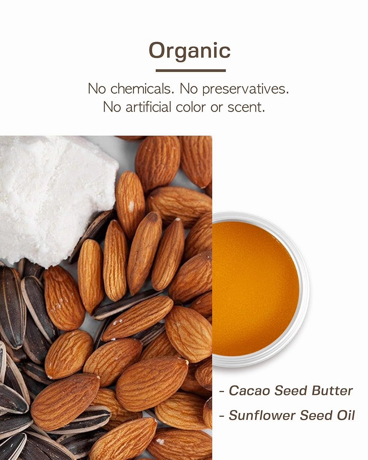 TOUN28 Organic Lip Balm 13g (L1 - Vanila), Contains Cacao Seed Butter & Sunflower Seed Oil , Allergen-free, Cruelty-free, Vegan