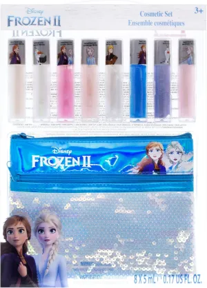 Townley Girl Disney Frozen 2 Anna and Elsa Lip Gloss Set with Sequin Bag, Ages 3  (9 Pcs)
