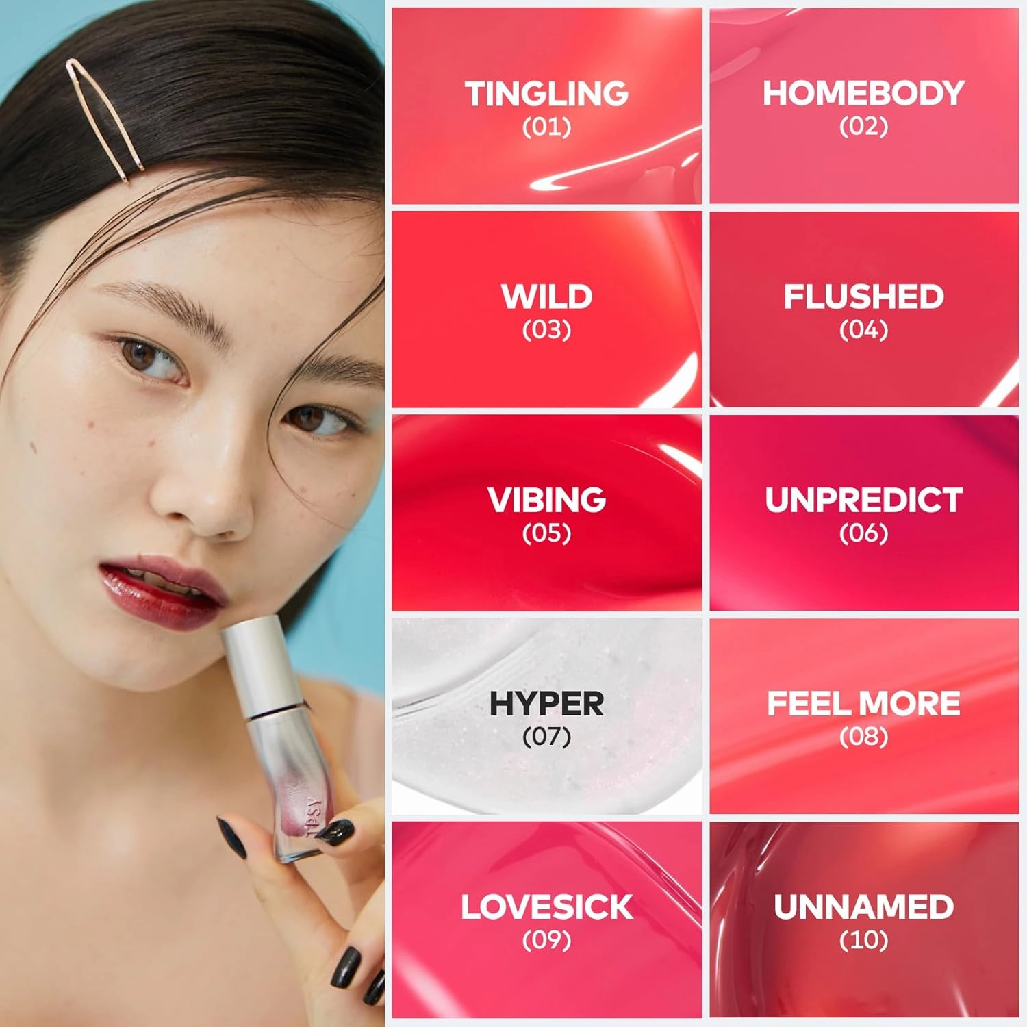 TPSY Juicy Lip Plumper (06 Unpredict) - Cranberry Plum, Tinted Lip Plumping Gloss, Volumizing & Hydrating, for Fuller Lips, Non-Sticky Glossy Finish, Vegan
