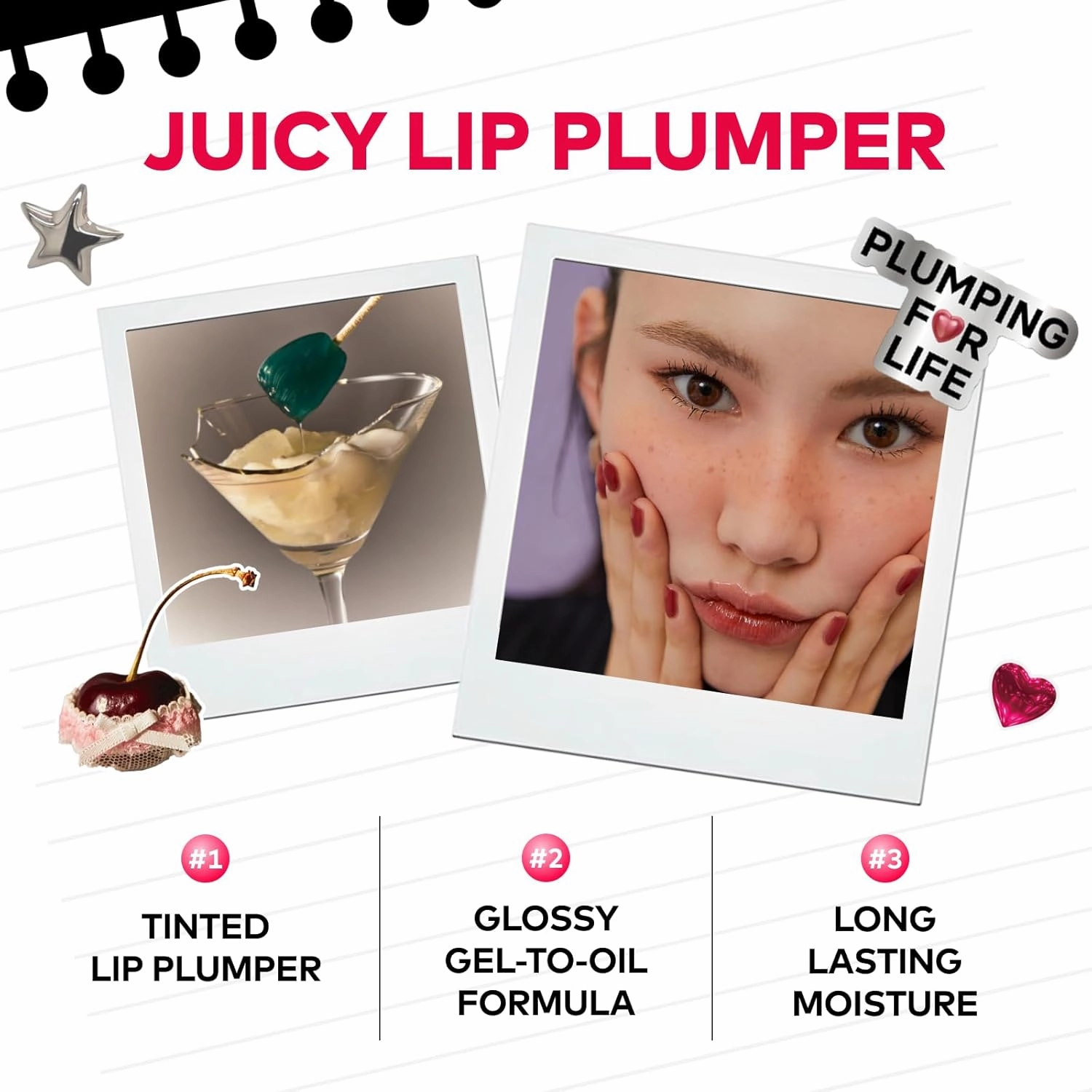 TPSY Juicy Lip Plumper (06 Unpredict) - Cranberry Plum, Tinted Lip Plumping Gloss, Volumizing & Hydrating, for Fuller Lips, Non-Sticky Glossy Finish, Vegan