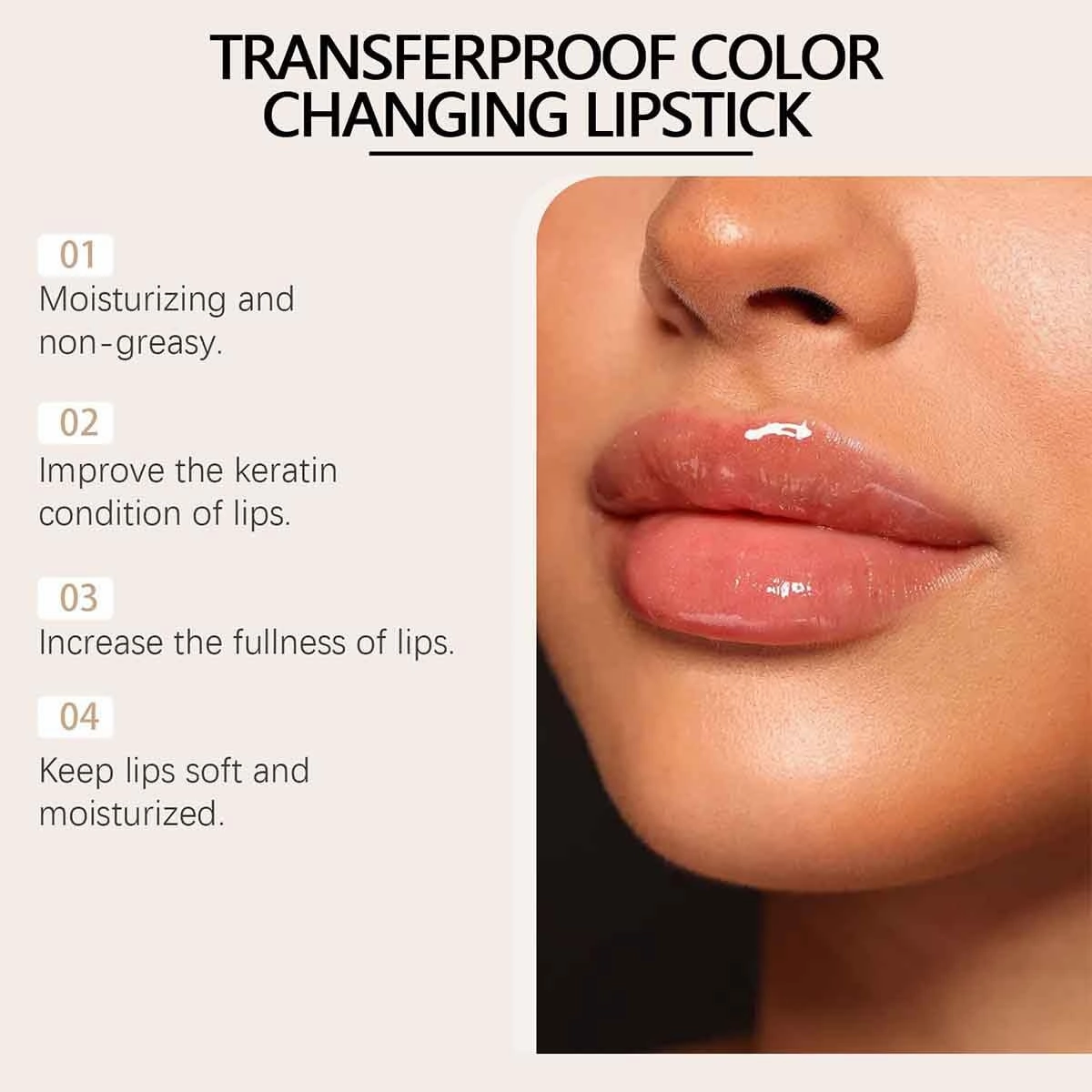 Transferproof Color Changing Lipstick,Color Changings Lipstick Gold Foil,Magic Temperature Color Change transparente Lipsticks,Moisturizer Long Lasting 24 Hours Lip Balm for Women (1pcs)