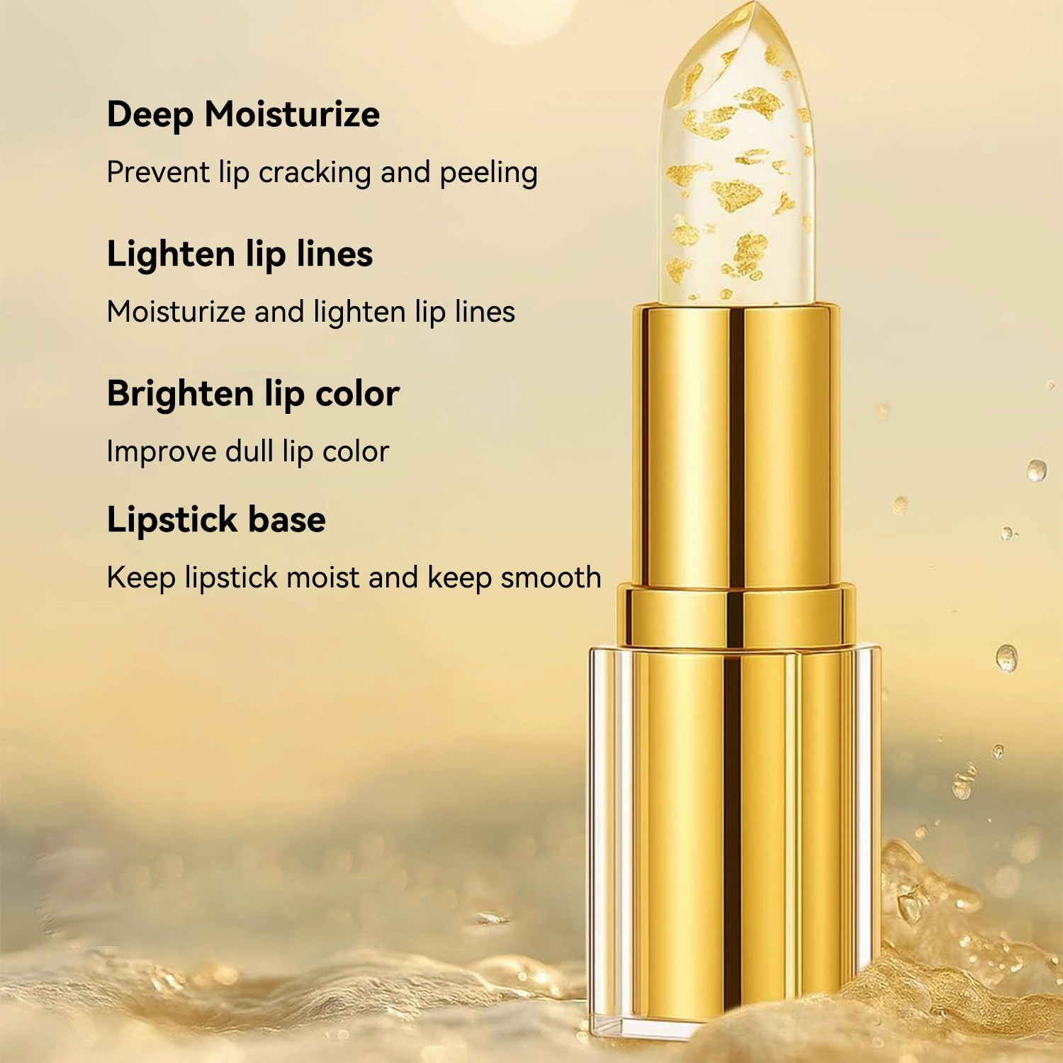 Transferproof Color Changing Lipstick, Long Lasting Lipstick 24 Hours Gold Crystal pH Chapstick, Moisturizing Glossy Shine Lip Gloss for Women, 2PCS