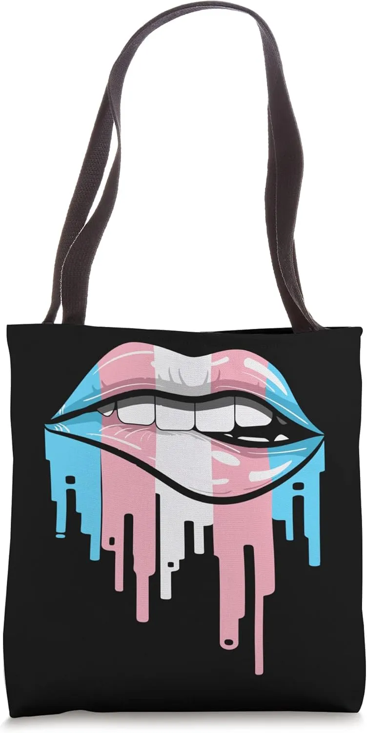 Transgender Lips LGBTQ Pride Flag Transgender Lip Bite Tote Bag