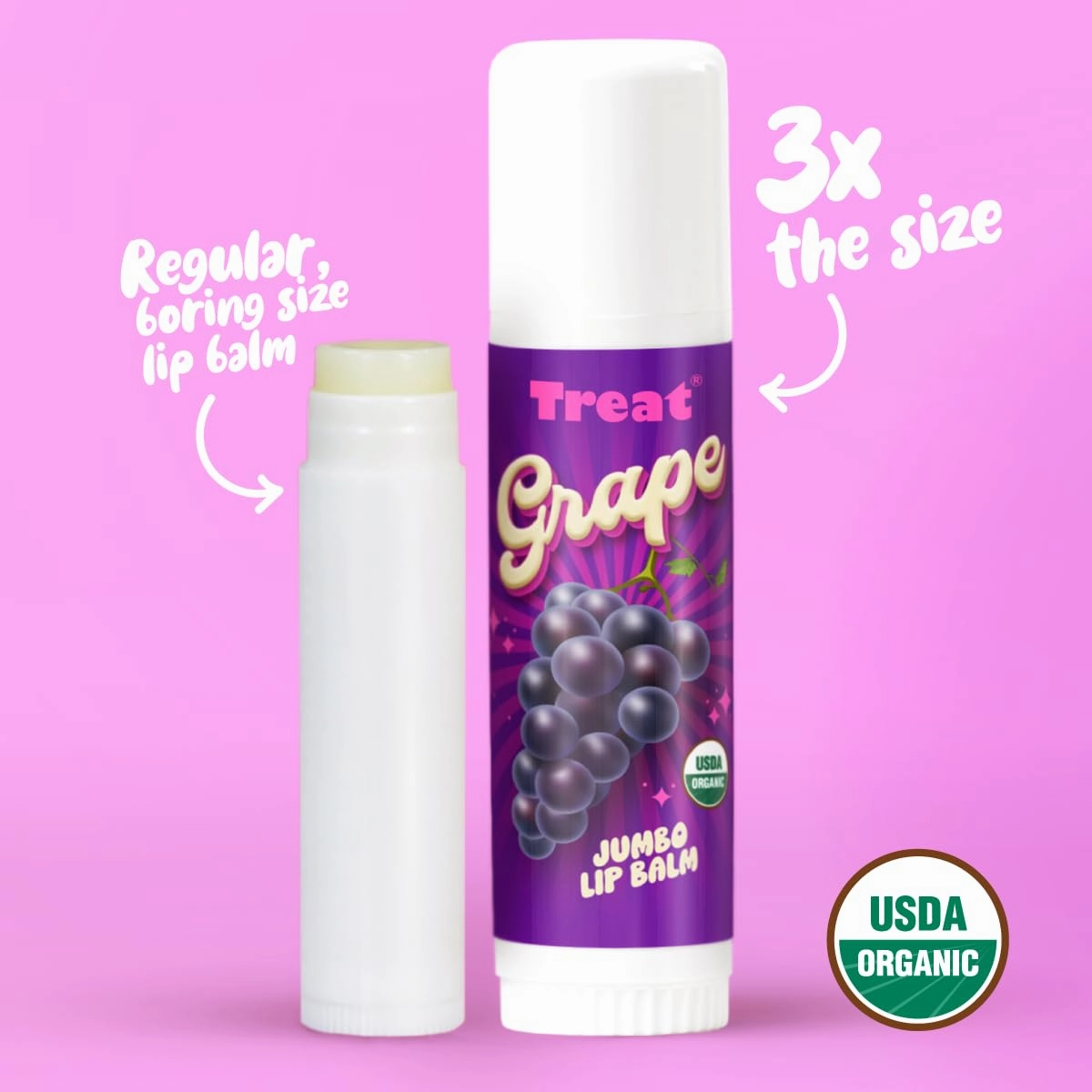 TREAT© Jumbo Organic & Cruelty Free .50 OZ (GRAPE LIP BALM)