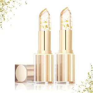 Trylevora Lipstick,Gold Crystal Color Changing Lipstick,Transferproof Color ChangingLipstick,Beneficial Lip Stain for Women,Waterproof Long-Lasting for All Kinds of Daily Makeup (2pcs)