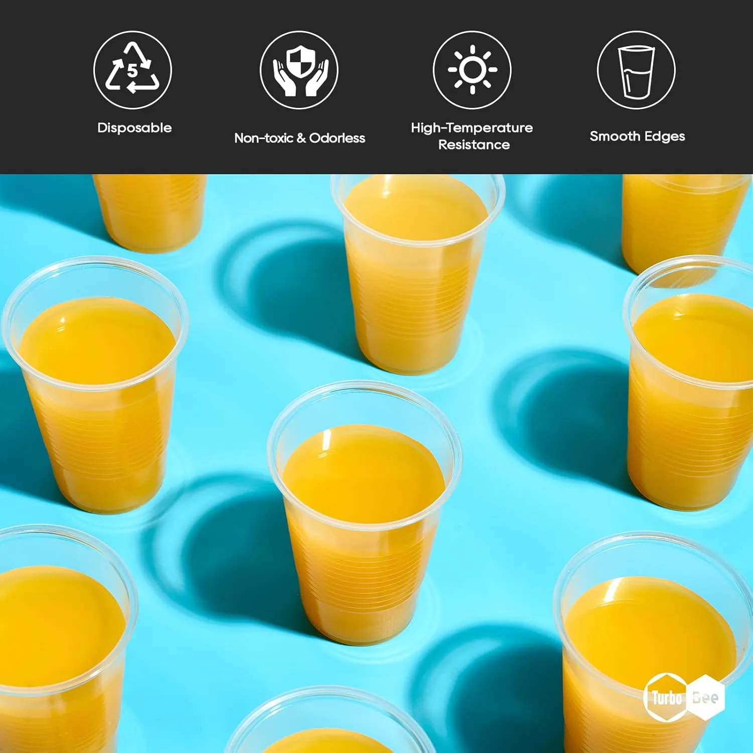 Turbo Bee 500 Pack 7oz Disposable Plastic Cups,Heat-Resistant & Food Safe Drinking Cups for Hot/Cold Beverages, Perfect for Schools, Offices, Events & Commercial Use