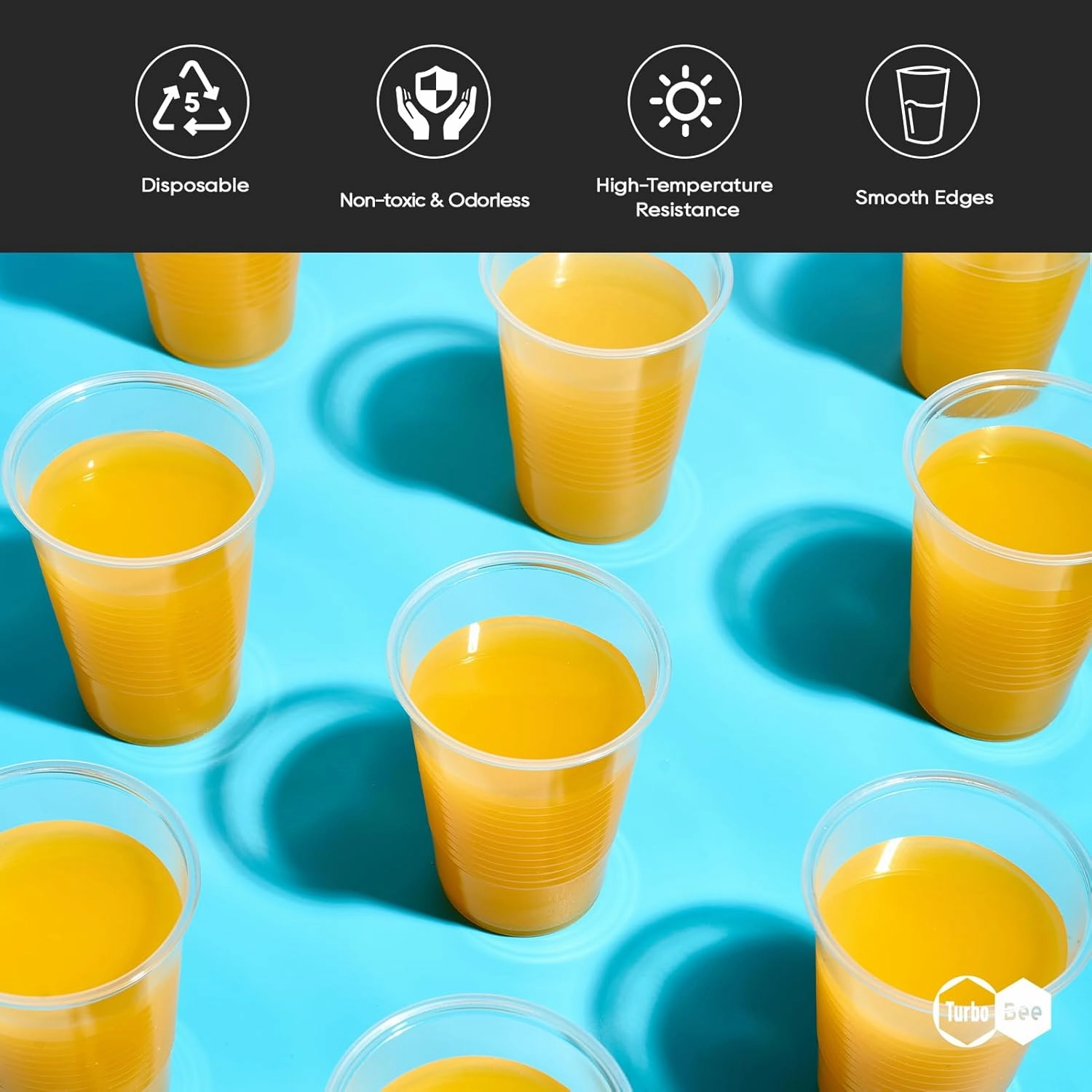 Turbo Bee 500 Pack 9oz Disposable Plastic Cups,Heat-Resistant & Food Safe Drinking Cups for Hot/Cold Beverages, Perfect for Schools, Offices, Events & Commercial Use