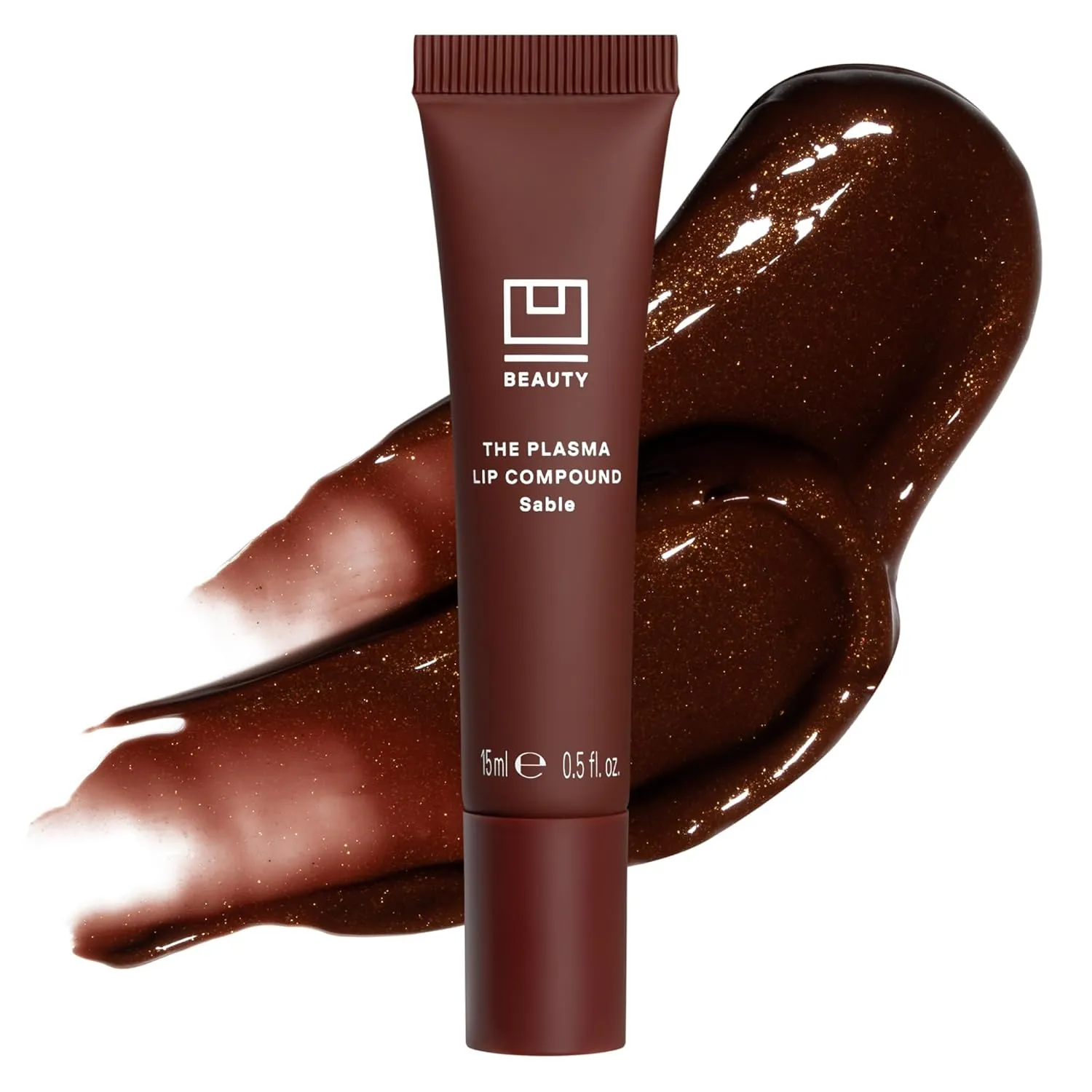 U Beauty The PLASMA Tinted Lip Compound Anti-Wrinkle & Anti-Aging Treatment - Shimmery Plumping Lip Gloss with Hyaluronic Acid, Shea Butter, Salicylic Acid & Peptides to Deeply Hydrate,Sable- 15 mL