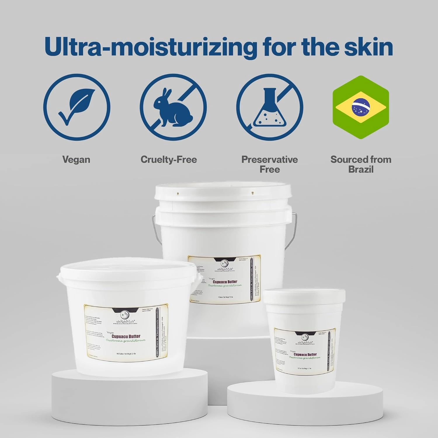 uh*Roh*Muh 100% Pure Virgin Half Gallon Cupuacu Butter from Brazil - Unrefined, Ultra-Moisturizing & Nourishing for Skin and Hair - Ideal for DIY Skincare & Haircare (Net Wt: 1.6 kg/ 3.5 lbs)