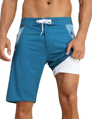 unitop Mens Swim Trunks with Compression Liner Bathing Suit 9" Surfing Summer Board Shorts with Pocket