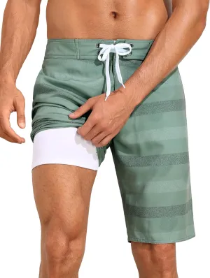 unitop Mens Swim Trunks with Compression Liner Bathing Suit 9" Surfing Summer Board Shorts with Pocket