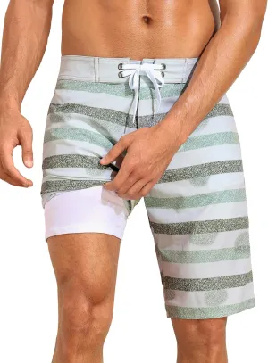 unitop Mens Swim Trunks with Compression Liner Bathing Suit 9" Surfing Summer Board Shorts with Pocket