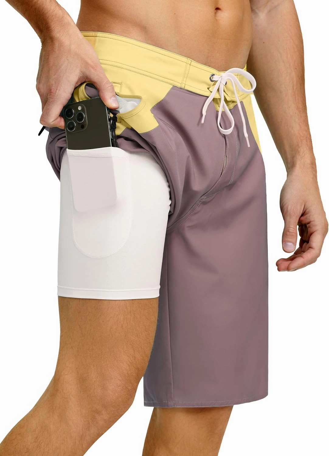 unitop Mens Swim Trunks with Compression Liner Bathing Suit 9" Surfing Summer Board Shorts with Pocket