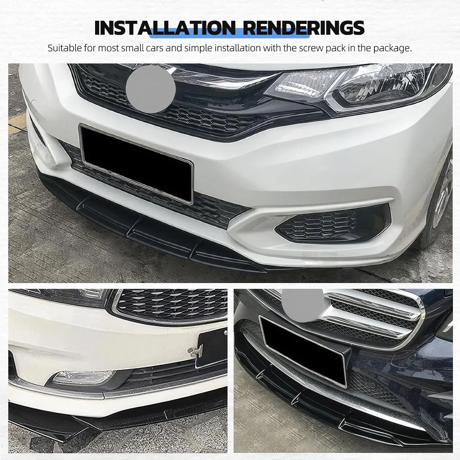 Universal Car Front Bumper Lip Spoiler Splitter Front Bumper Lip Splitter Body Kit Compatible with Honda Civic Accord Chevy Silverado Dodge Durango Corvette C8 C7 Cadillac Nissan Altima Ford