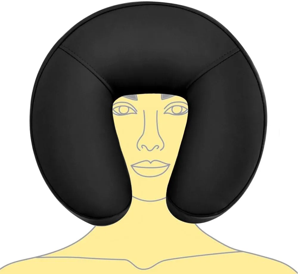 Universal-Size Ergonomic Crescent Memory Foam Face Cushion 632 for Massage Table Chair Headrest (Face Cushion Only) (Memory Foam, Black)