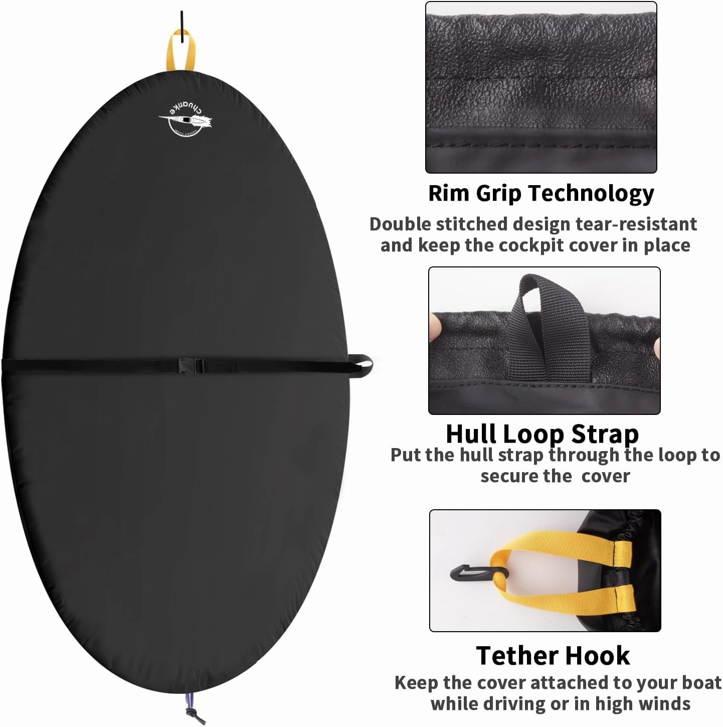Universal Kayak Cockpit Cover Waterproof Heavy Duty Material for Cockpit Clean and Tidy Nylon Strap Available at high speeds
