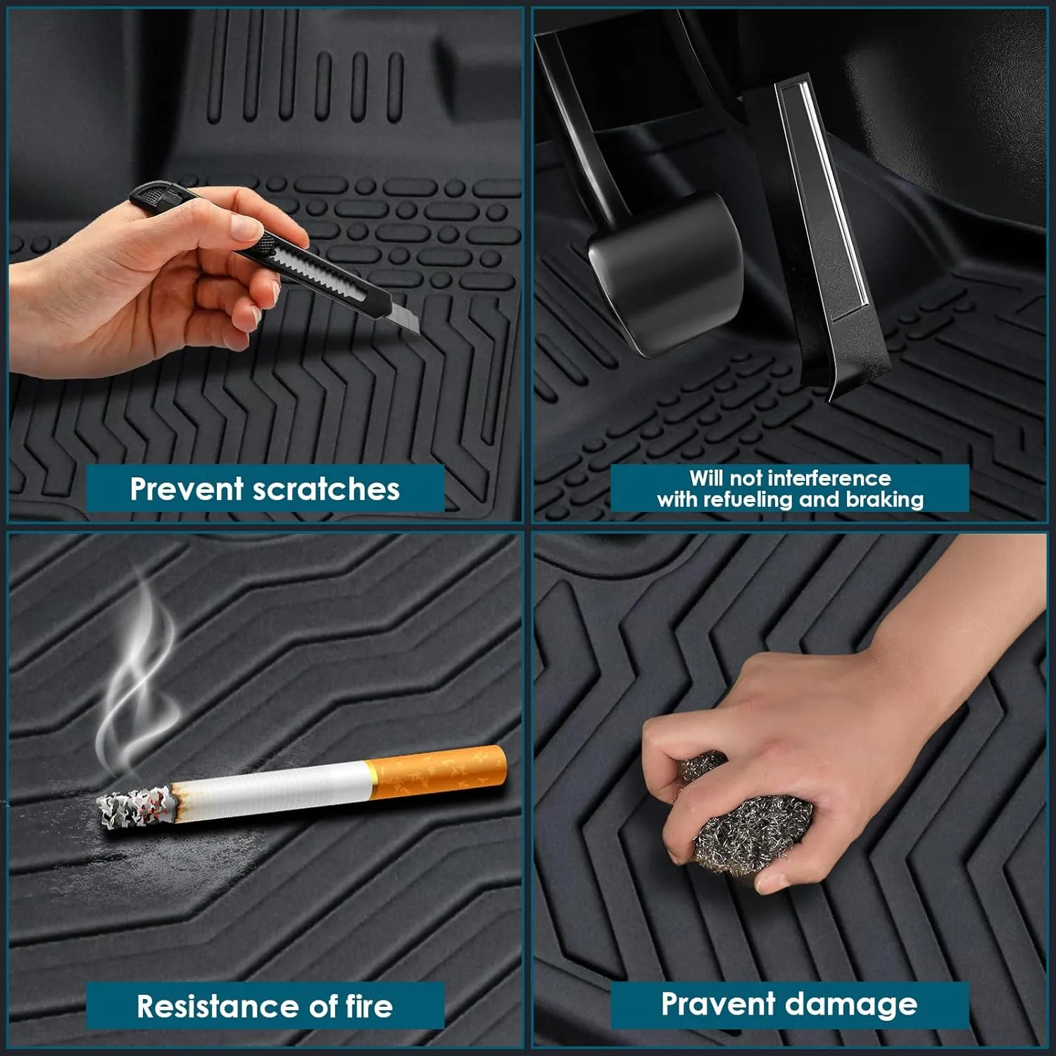 Upgrade Car Floor Mats Compatible for 2012 2013 2014 2015 2016 2017 2018 Focus Waterproof All-Weather Anti-Skid Concave-Convex Cargo Liner Custom for SUV Sedan Car Van Front Rear Floor Mats