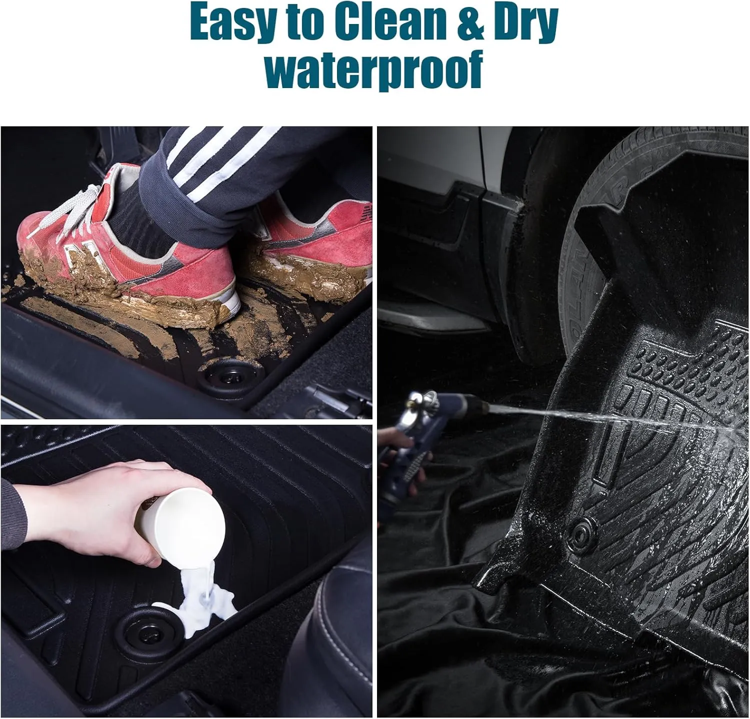 Upgrade Car Floor Mats Compatible for 2012 2013 2014 2015 2016 2017 2018 Focus Waterproof All-Weather Anti-Skid Concave-Convex Cargo Liner Custom for SUV Sedan Car Van Front Rear Floor Mats