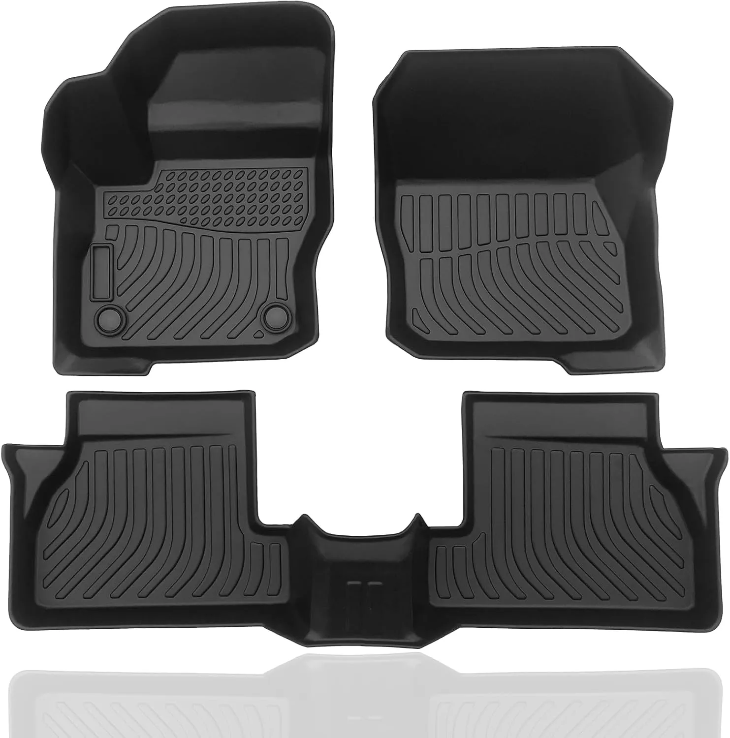Upgrade Car Floor Mats Compatible for 2012 2013 2014 2015 2016 2017 2018 Focus Waterproof All-Weather Anti-Skid Concave-Convex Cargo Liner Custom for SUV Sedan Car Van Front Rear Floor Mats
