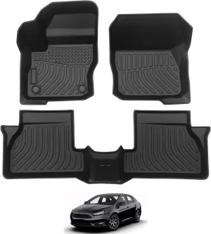 Upgrade Car Floor Mats Compatible for 2012 2013 2014 2015 2016 2017 2018 Focus Waterproof All-Weather Anti-Skid Concave-Convex Cargo Liner Custom for SUV Sedan Car Van Front Rear Floor Mats