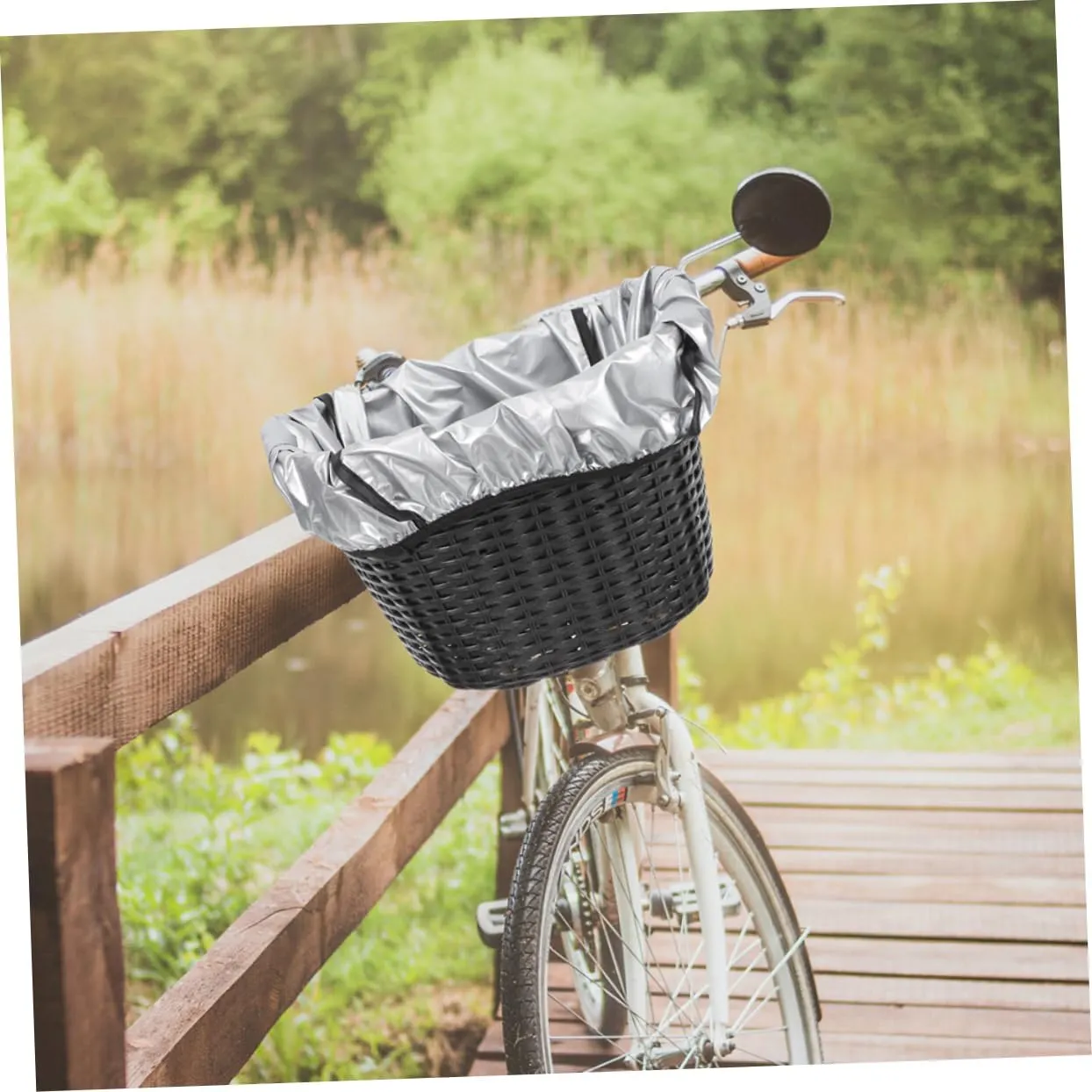 UPKOCH Waterproof Bicycle Basket Rain Accessories with Cover Number Cycling Liners Bike Black Pannier