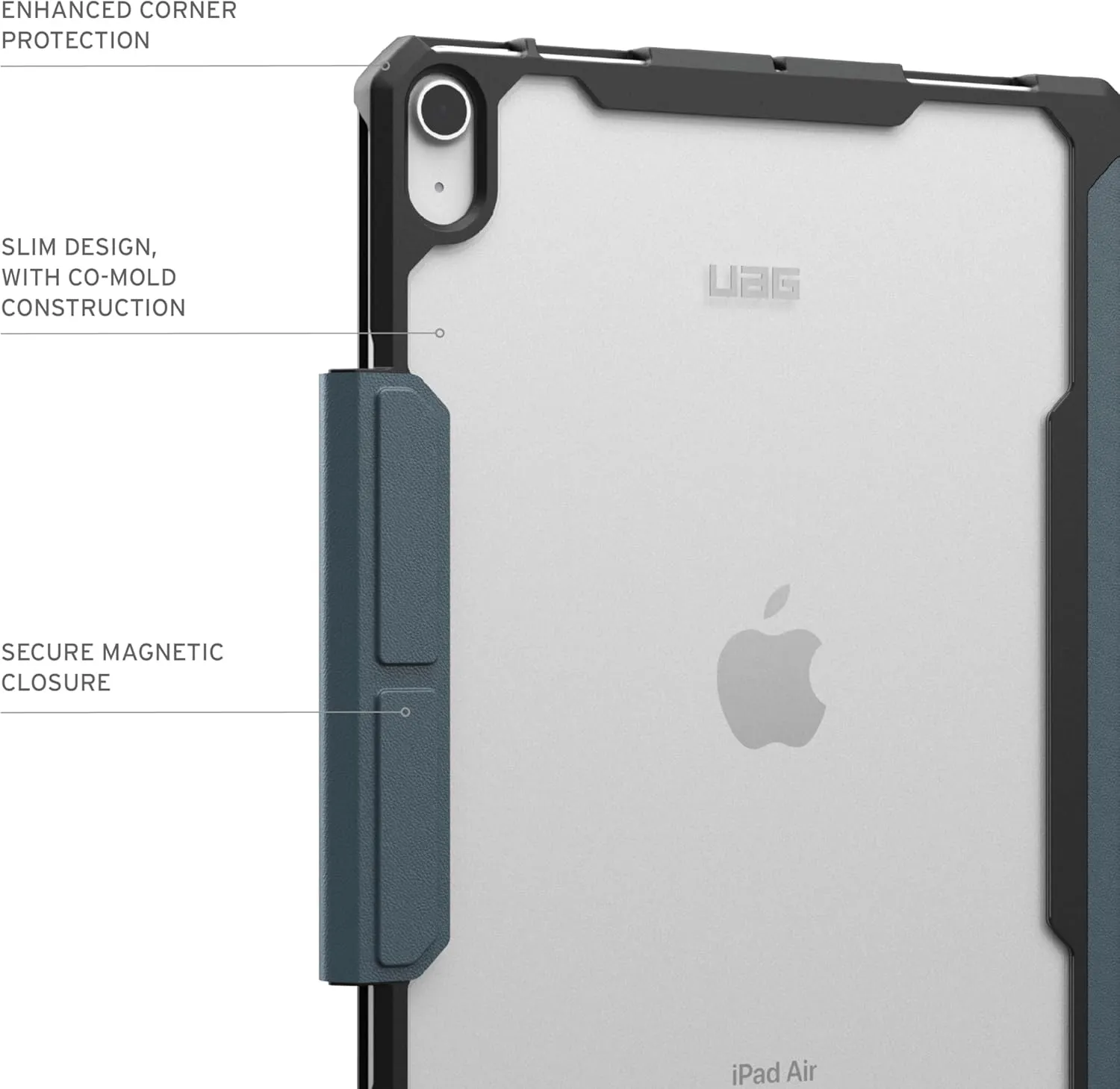 URBAN ARMOR GEAR UAG Designed for iPad Air 11" Case (6th/7th Gen 2024-2025) M3 A3266 A3267 Rugged Adjustable Multi-Angle Stand Auto Sleep/Wake Folio Cover w/Pencil Holder, Essential Armor Cloud Blue