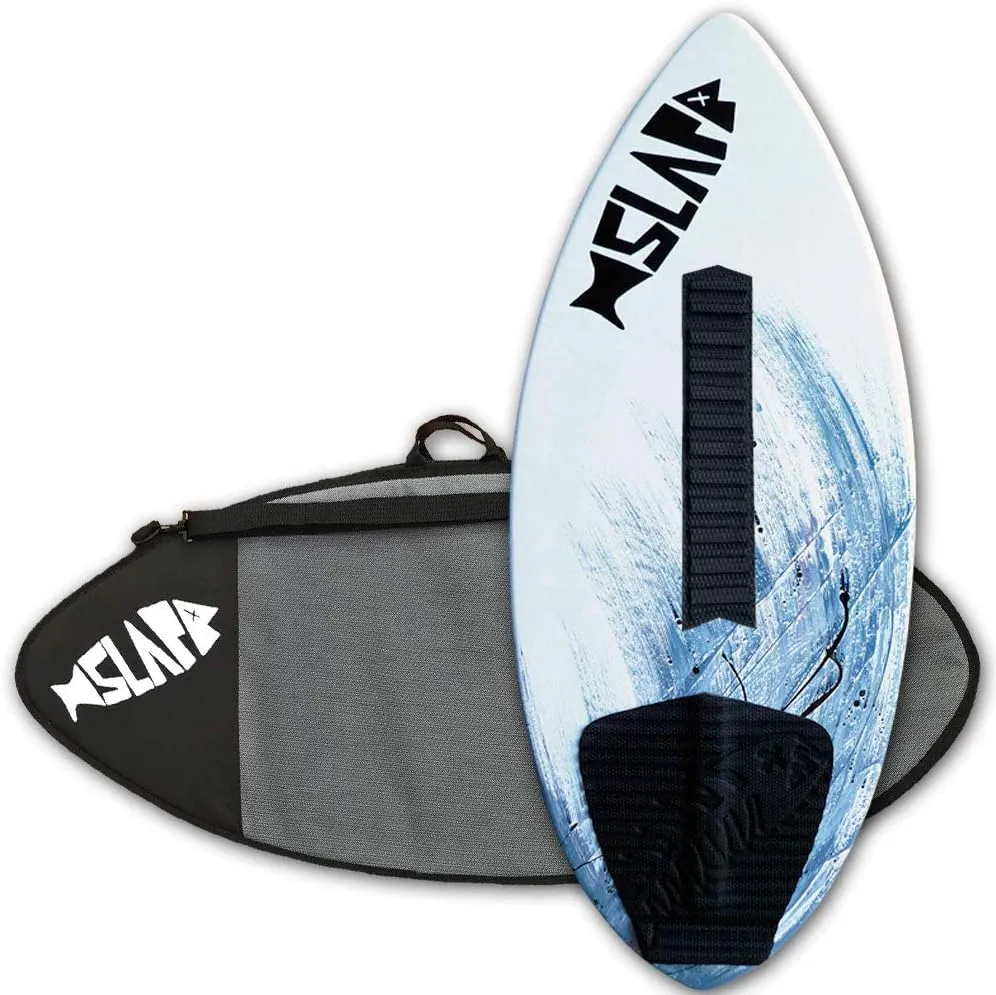 USA Made Slapfish Skimboard - Fiberglass & Carbon - Riders up to 200 lbs - 48" with Traction Deck Grip - Kids & Adults - 4 Colors (Gray   Arch Bar & Board Bag)