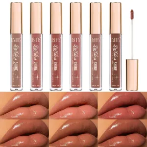 USHAS 6pcs Lip Gloss set - High-Shine Gloss for Fuller Non-Sticky, Lip Tint, Longwear, Weightless, Lip Plumper Gloss, Shimmery Glosses for Women makeup set (Set 2 (07-12), Pack of 1)