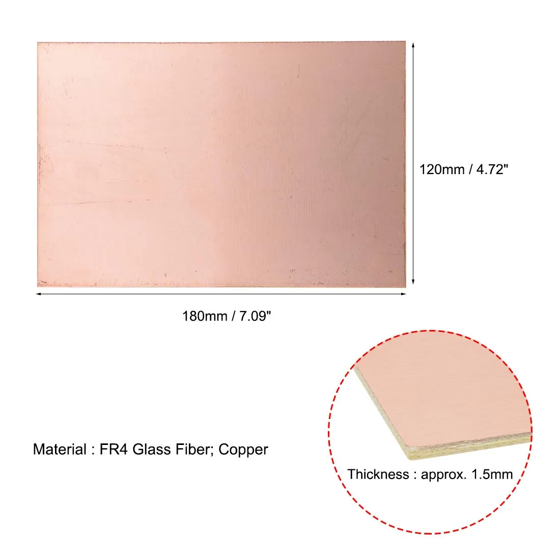 uxcell Double-Sided Copper Clad Laminate PCB Circuit Board, FR4 180x120mm 7.09x4.72 inch, 1.5mm Thickness DIY Prototyping PCB Board, Name Board, 5pcs