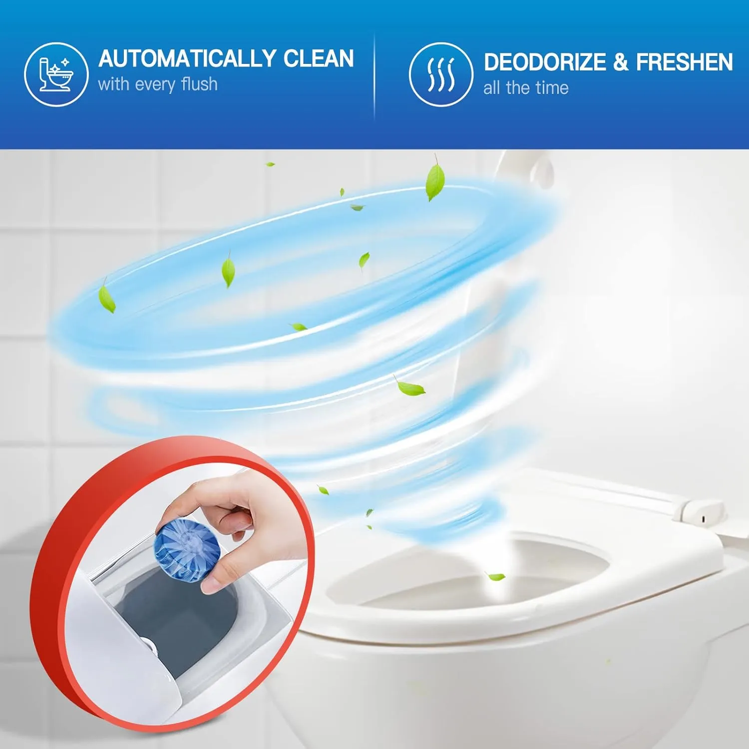 Vacplus Toilet Bowl Cleaners - 20 Pack, Upgraded Long-Lasting Toilet Cleaner, Toilet Bowl Cleaner Tablets, Prevent Various Stains, Blue