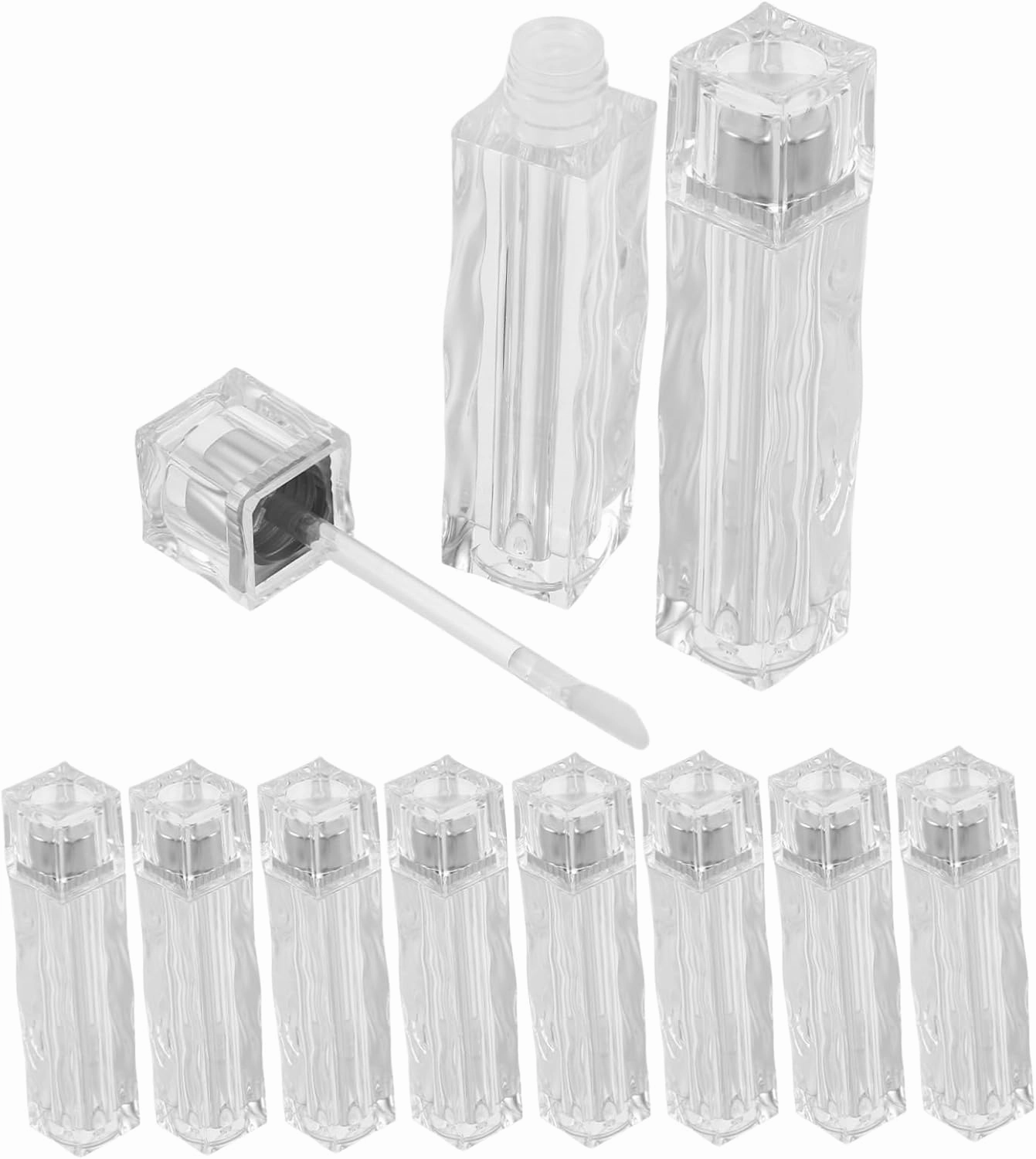 Vaguelly 10pcs Transparent Lip Gloss Tubes Refillable Empty Containers with Unique Wave Pattern for DIY Lip Gloss for Travel and Daily Use