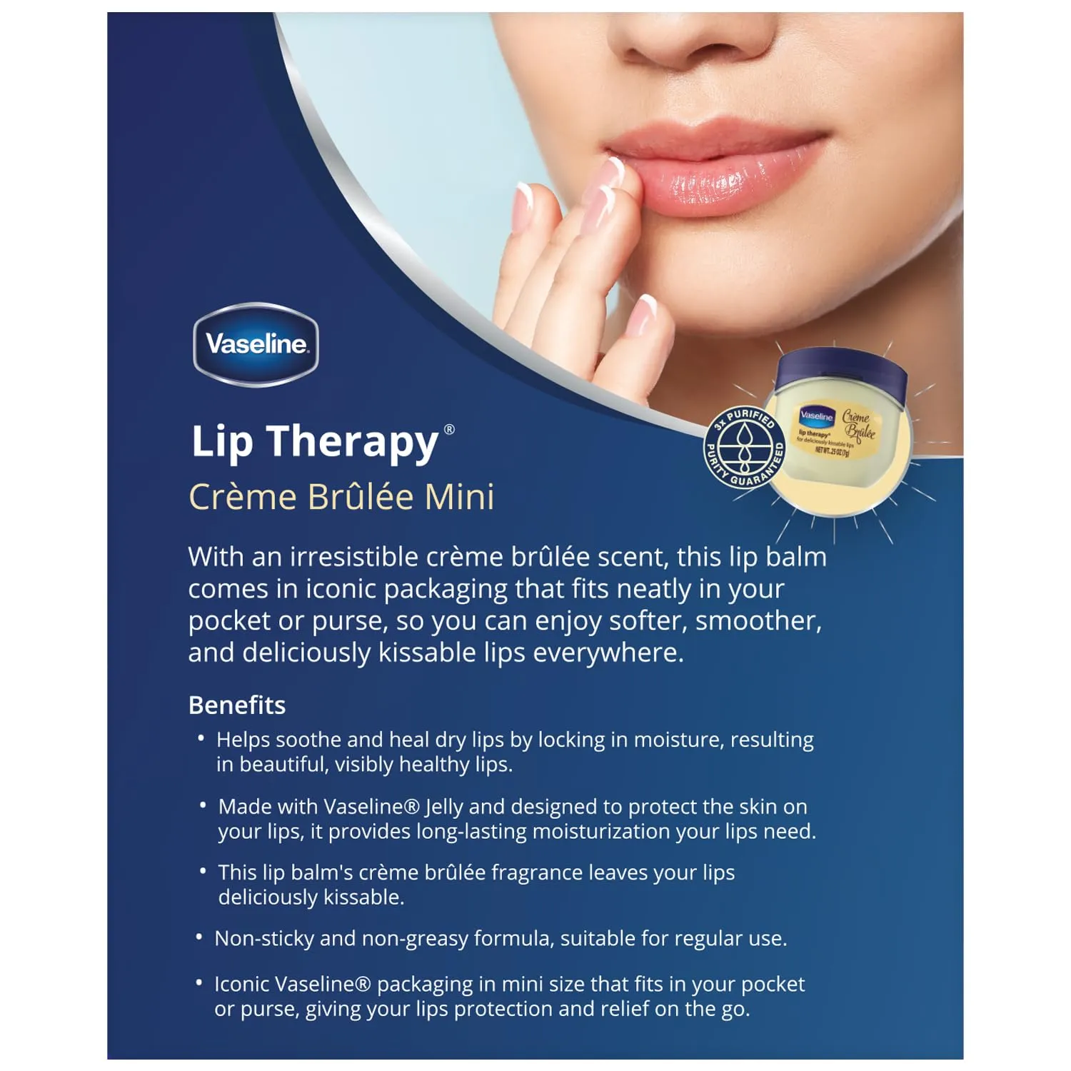Vaseline Lip Therapy Crème Brûlée 6-Pack – Mini Lip Balms for Soft, Deliciously Kissable Lips, 0.25 Oz Ea