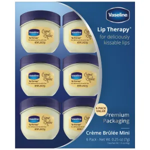 Vaseline Lip Therapy Crème Brûlée 6-Pack – Mini Lip Balms for Soft, Deliciously Kissable Lips, 0.25 Oz Ea