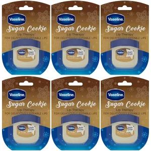 Vaseline Lip Therapy Sugar Cookie – Mini Vaseline Flavored Lip Balm, Hydrating Petroleum Jelly, Clear Lip Gloss, Travel-Size, 0.25 Oz Ea (Pack of 6)