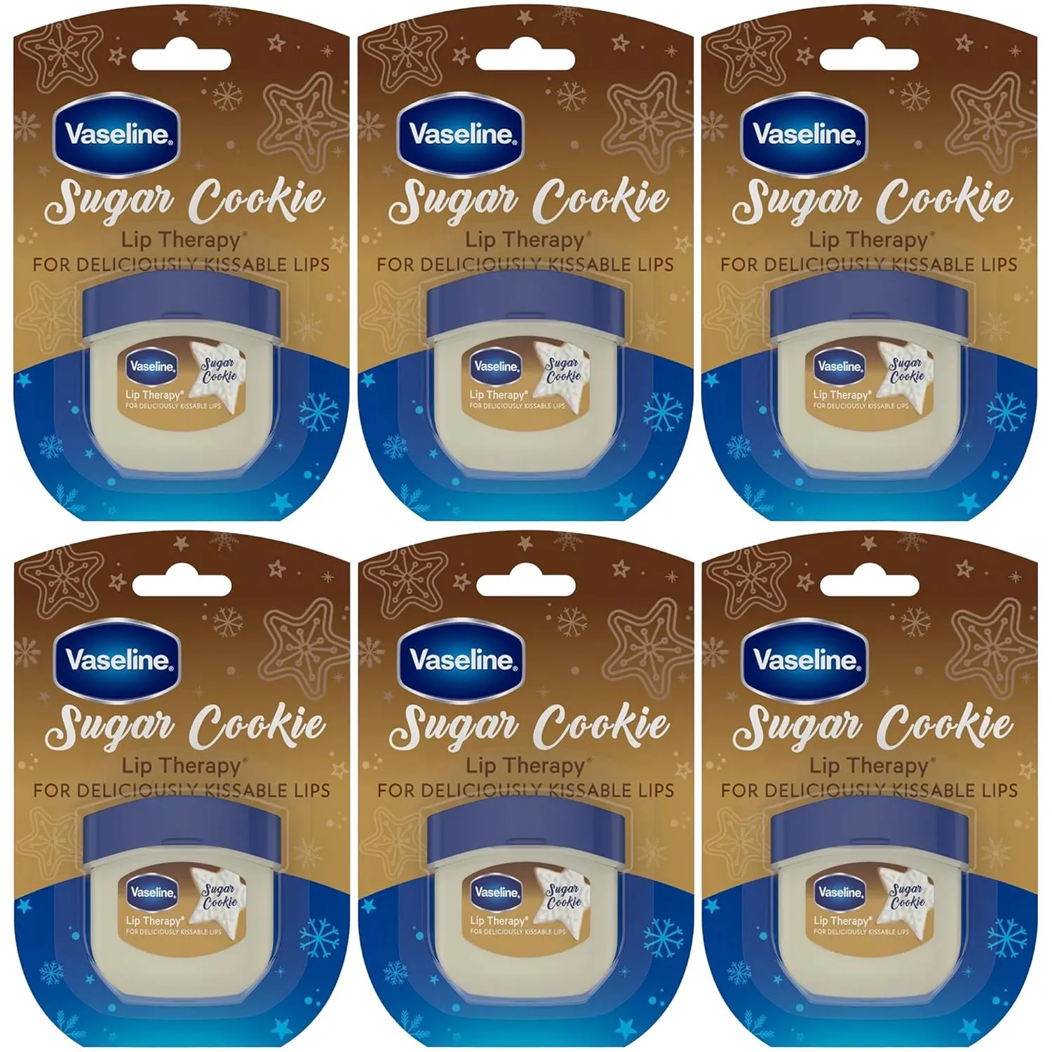 Vaseline Lip Therapy Sugar Cookie – Mini Vaseline Flavored Lip Balm, Hydrating Petroleum Jelly, Clear Lip Gloss, Travel-Size, 0.25 Oz Ea (Pack of 6)