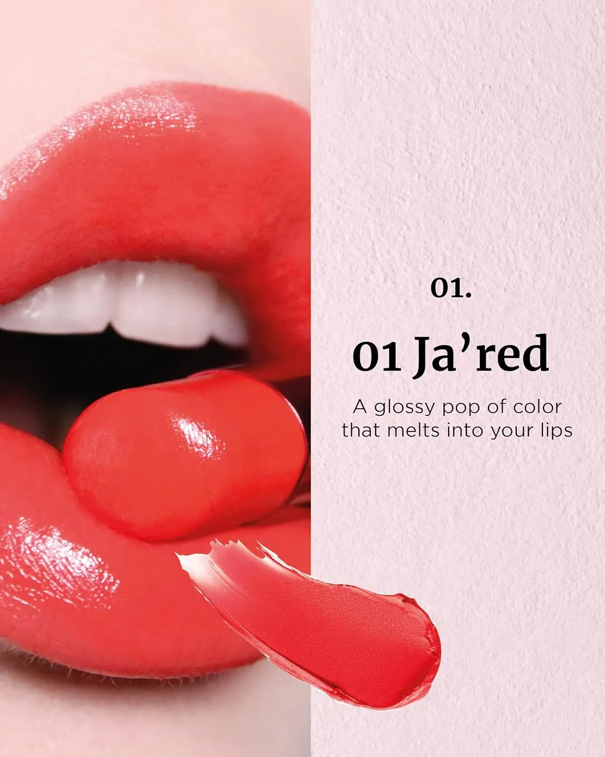 VDL Lip Stain Melted Shine Lipstick 01, Ja'Red - Long-Lasting Glossy Color for Luscious Lips. High Shine Finish, Non-Sticky (0.09 oz) | Korean Makeup
