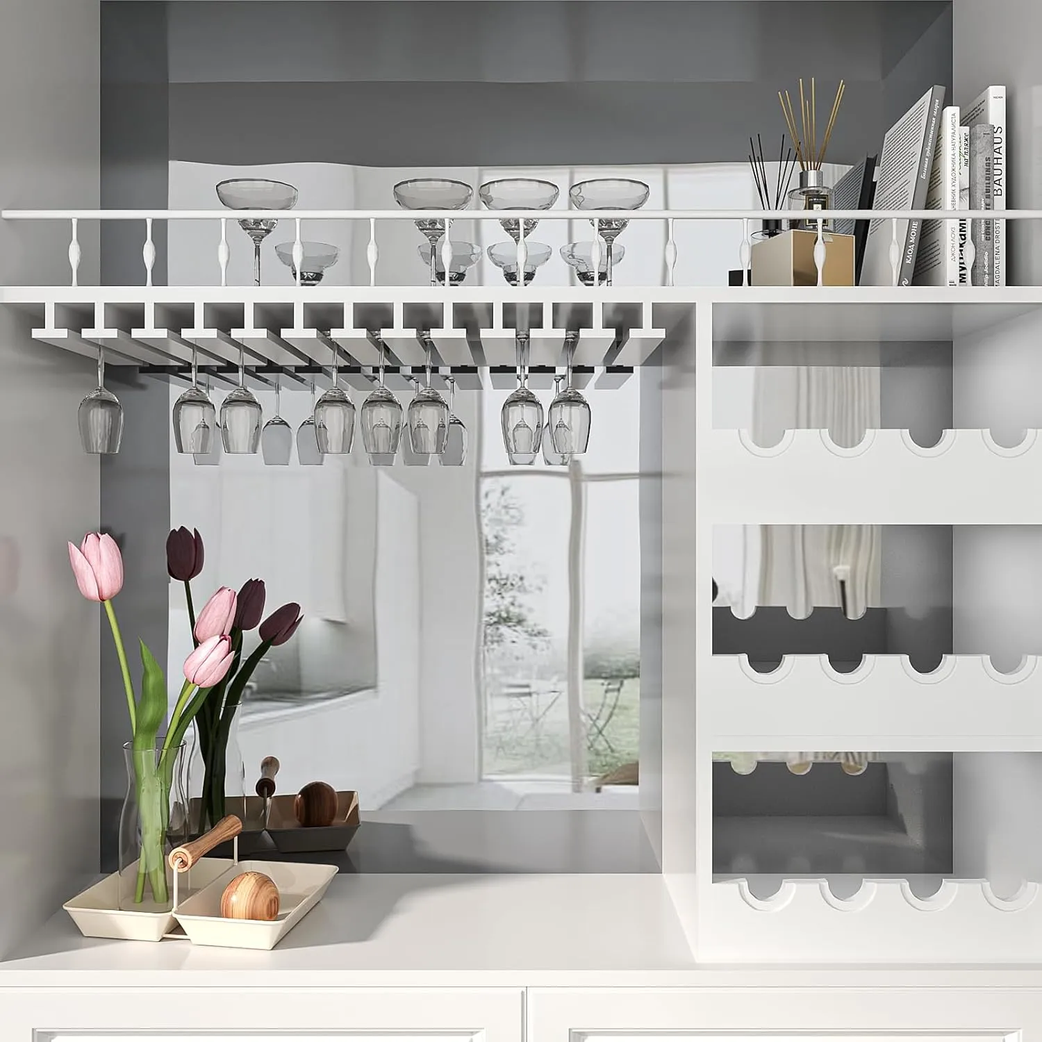 VEELIKE 15.7''x354'' Glossy Silver Metallic Vinyl Wallpaper Peel and Stick Non Glass Reflective Mirror Adhesive Vinyl Roll Silver Chrome Vinyl for Kitchen Cabinets Table Crafts Home Decor