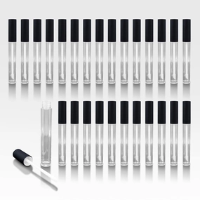 Vibe Clear Lip Gloss Tubes w/Matte Black Cap & Doe Foot Wand (Carton - 336 Pack)