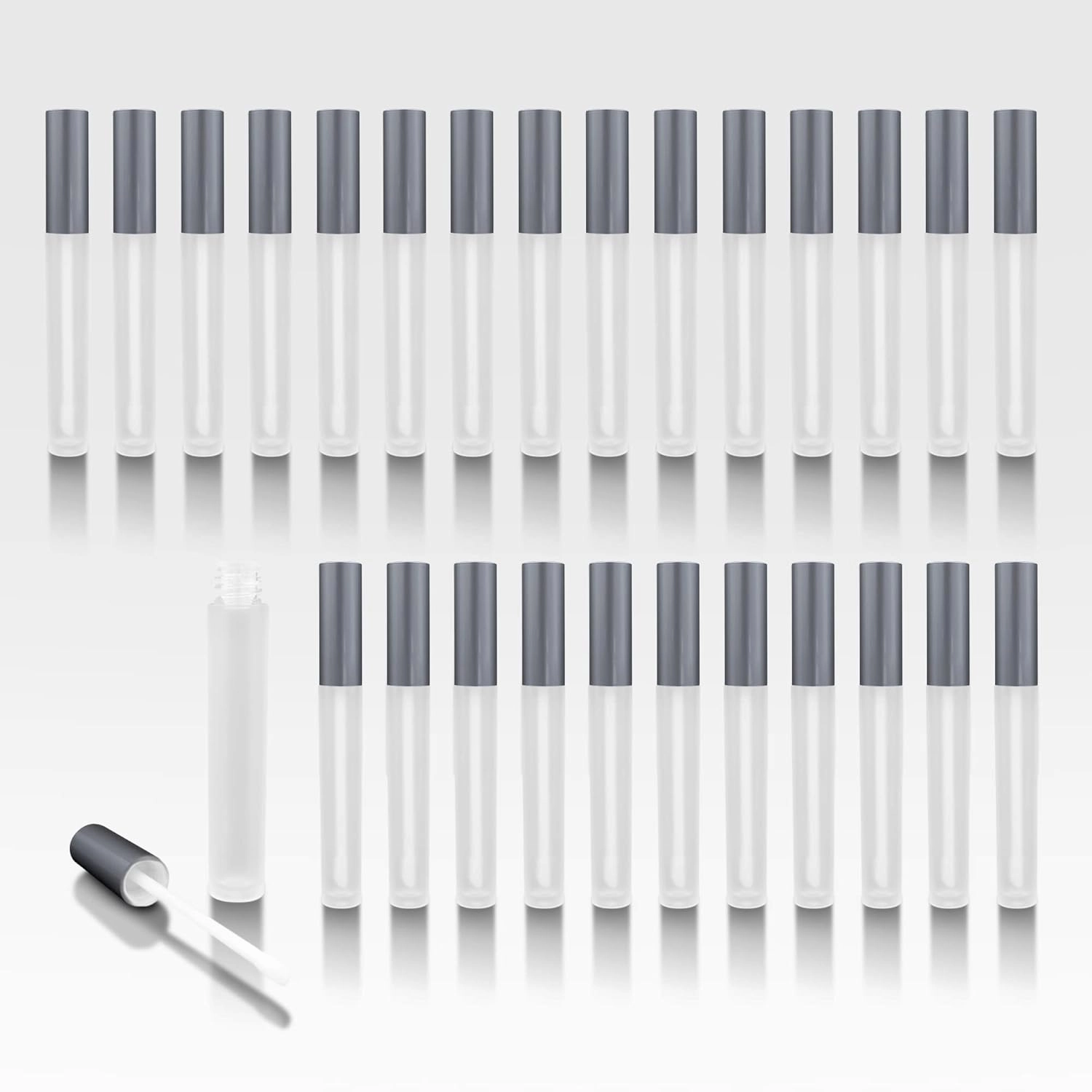 Vibe Frosted Lip Gloss Tubes w/Matte Silver Cap & Doe Foot Wand (Carton - 336 Pack)