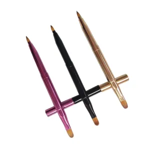 VICASKY Professional Makeup Brush Set 3pcs Retractable Lip Brush Lipstick Applicator Concealer Tool Compact Easy to Carry for Occasions