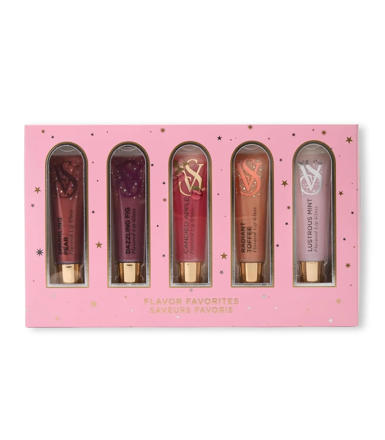 Victoria's Secret Lip Gloss Gift Set, Flavor Favorites, Flavored Lip Gloss Set for Women, Includes 5 assorted Lip Glosses
