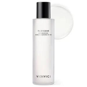 VIDIVICI Face Clear Skin Balancing Micellar Cleansing Water – No Rinse Makeup Remover Face Cleanser with Ceramide, Hyaluronic Acid, and Deep Sea Water – Hydrating Gentle Cleanser 6.76 fl.oz.