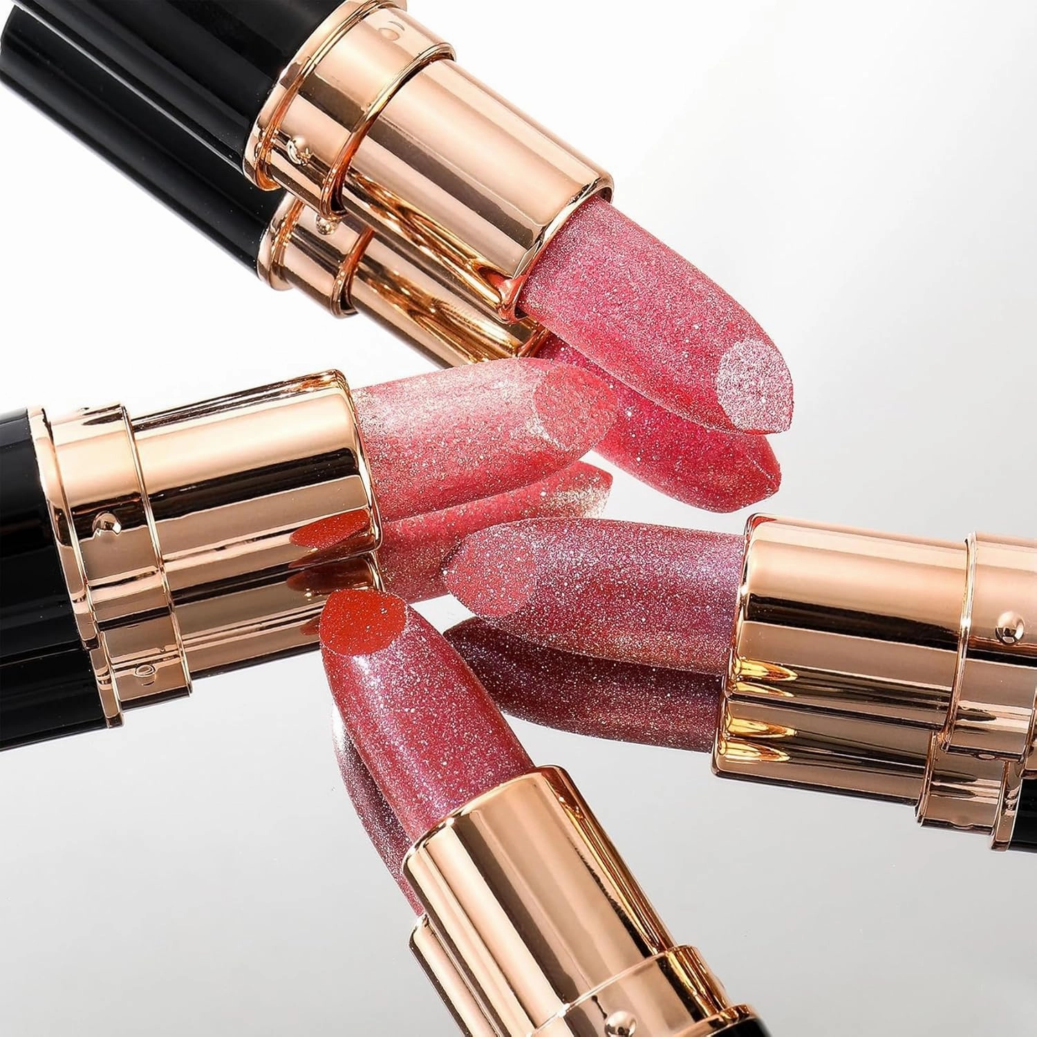 Visulong Lipstick, Cautiecimal Lipstick,Comparison Diamond Lip Gloss Glitter lipsticks Waterproof, Glitter lipsticks (2 PCS G)