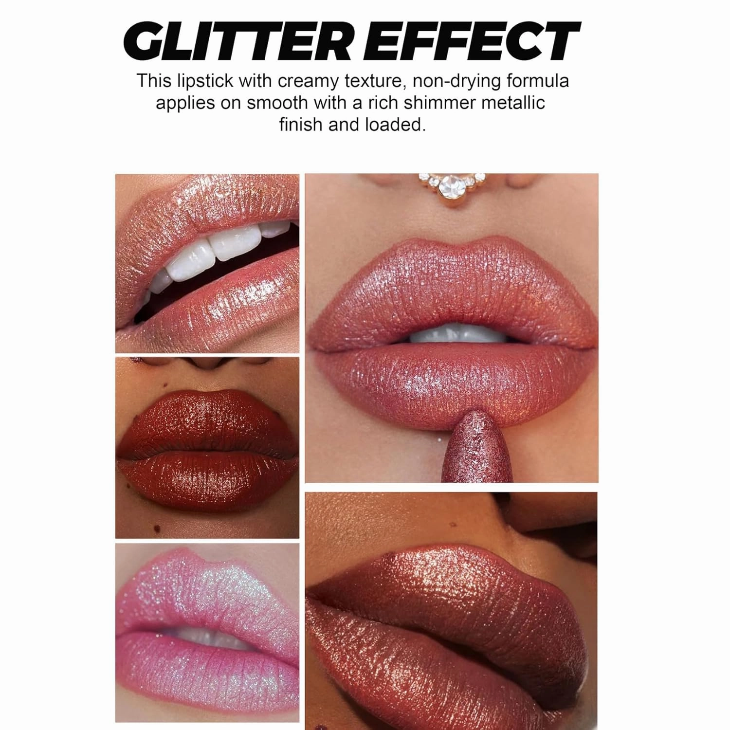 Visulong Lipstick, Cautiecimal Lipstick,Comparison Diamond Lip Gloss Glitter lipsticks Waterproof, Glitter lipsticks (2 PCS G)